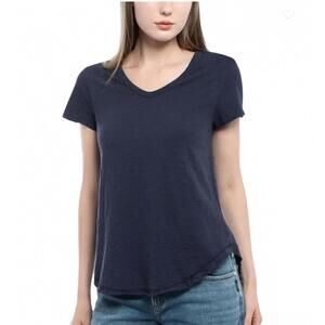 Wilt Raw Edge Asymmetrical Slub Tee Purple‎ Indigo Women’s Size Small